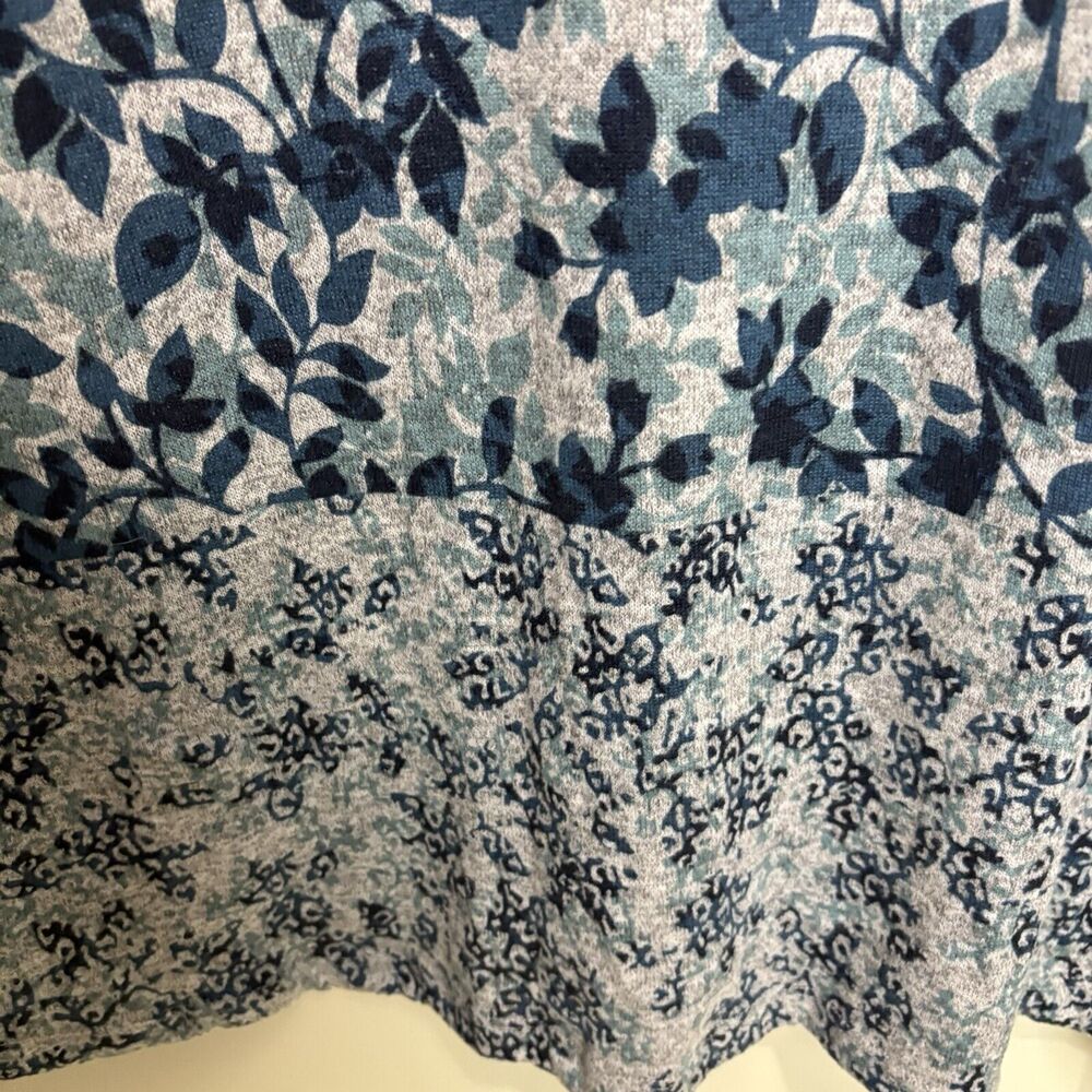 Zac and Rachel Womens 2x Tunic Top Cowl Neck Long Sleeve Blue Gray Mixed Floral - Picture 3 of 7